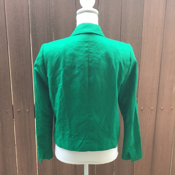 MANGO SUIT green blazer jacket women cotton linen career - Picture 6 of 17